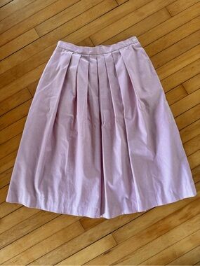 Vintage Women's Pleated Midi Skirt with Pockets in Soft Pink